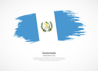 Happy independence day of Guatemala with national flag on grunge texture