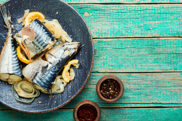 Baked or steamed fish mackerel