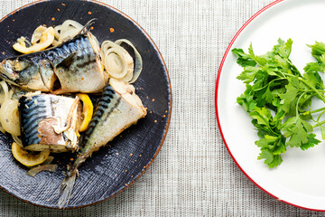 Delicious steamed mackerel