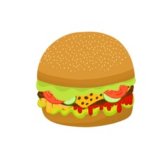Illustration of a Burger, fast food illustration