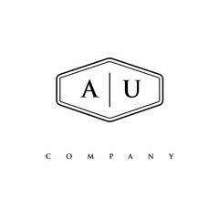 initial AU logo design vector