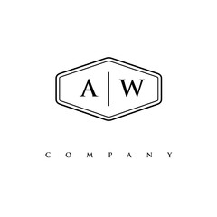 initial AW logo design vector
