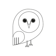 Isolated outline owl on white.