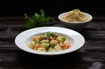 Dietary food apple qunoa salad with cucumber