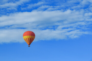 Masai Mara morning hot air balloon safari in kenya. Taken from another hot air Balloon. 