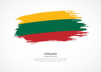 Happy independence day of Lithuania with national flag on grunge texture