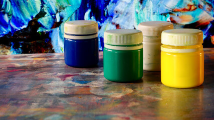 art brushes and paints . abstract art painting . color background	