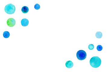 青色の水玉模様　【水彩】