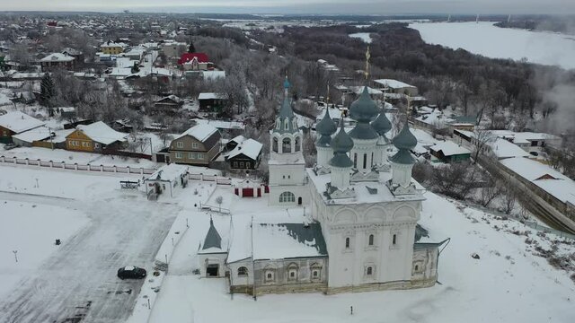 Aerial view of the Resurrection Monastery in the city of Murom. Russia