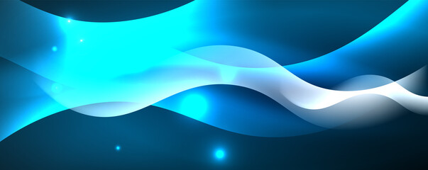 Shiny glowing neon wave, light lines abstract background. Magic energy and motion concept. Vector wallpaper template