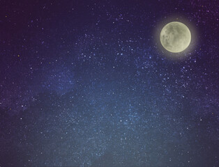 Night sky with stars and moon as background. Universe