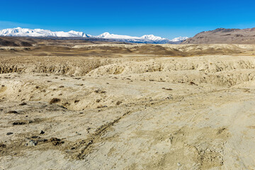 Mountains of Kyzyl-Chin Luna, lunar landscape in Altai Republic, Russia. Nature environment landmark.