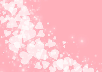 流れるピンクのハートとキラキラのイラスト