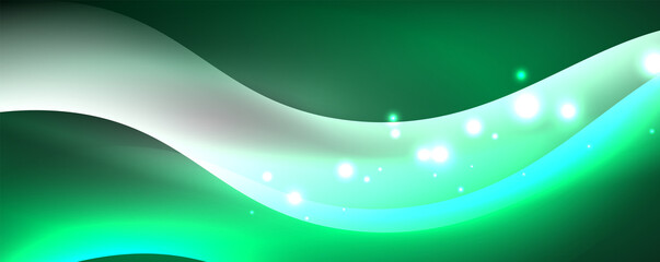 Shiny glowing neon wave, light lines abstract background. Magic energy and motion concept. Vector wallpaper template