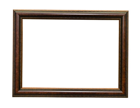 dark brown wooden picture frame cutout