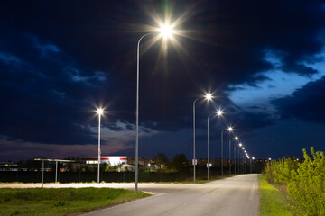 road in the industrial zone with modern LED lighting - 434856707