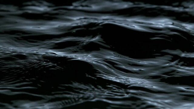 Super slow motion of dark water waves in detail. Filmed on high speed cinema camera, 1000 fps.