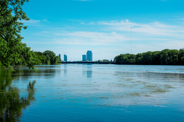 Landscape of Grand Rapids Michigan on the Grand River