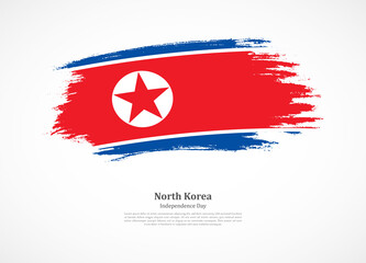 Fototapeta premium Happy national day of North Korea with national flag on grunge texture