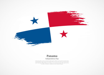 Happy independence day of Panama with national flag on grunge texture