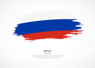 Happy Russia day with national flag on grunge texture