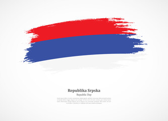 Happy republic day of Republika Srpska with national flag on grunge texture