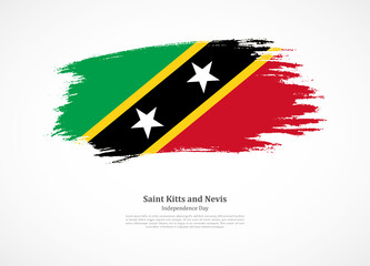 Happy independence day of Saint Kitts and Nevis with national flag on grunge texture