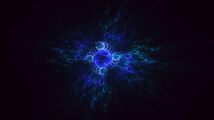 3D rendering abstract multicolor fractal light background