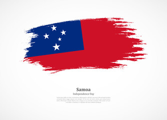 Happy independence day of Samoa with national flag on grunge texture