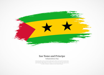 Happy independence day of Sao Tome and Principe with national flag on grunge texture