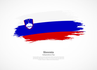 Happy independence day of Slovenia with national flag on grunge texture