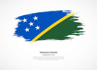 Happy independence day of Solomon Islands with national flag on grunge texture