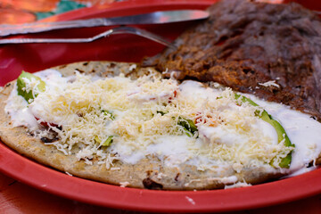 Tacos, typical Mexican food. Plate of Mexican food.