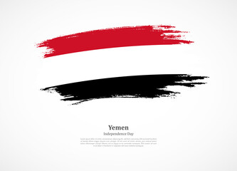 Happy independence day of Yemen with national flag on grunge texture