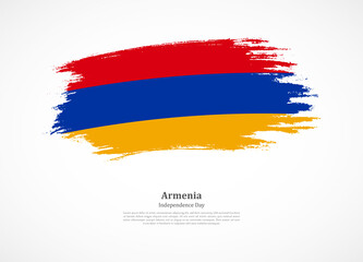 Happy independence day of Armenia with national flag on grunge texture