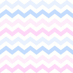 Zigzag pattern in pastel blue, pink, white. Seamless light chevron vector graphic background image for gift paper, napkin, wallpaper, other modern spring summer everyday fashion fabric design.
