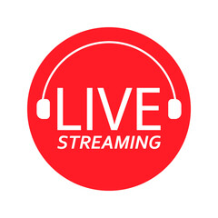 Live broadcasting. The red symbol of live broadcasting and live broadcasting.
