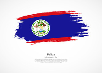 Happy independence day of Belize with national flag on grunge texture