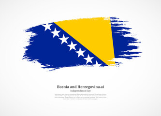 Happy independence day of Bosnia and Herzegovina with national flag on grunge texture