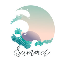 summer vibe design with ocean wave
