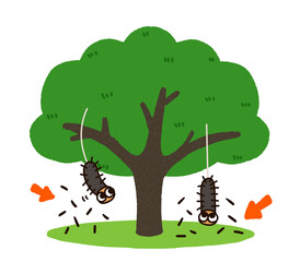 毛をまき散らす毛虫のキャラクター