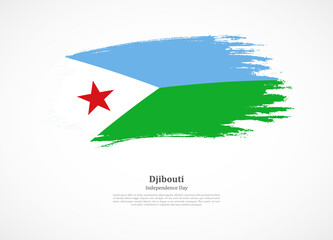 Happy independence day of Djibouti with national flag on grunge texture