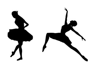 Abstract two silhouettes of charming women dancer