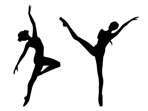 Abstract two silhouettes of ballerinas