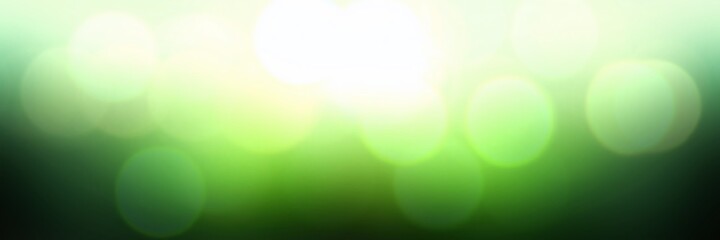 Big bokeh green blur background for summer nature design. Empty abstract banner.
