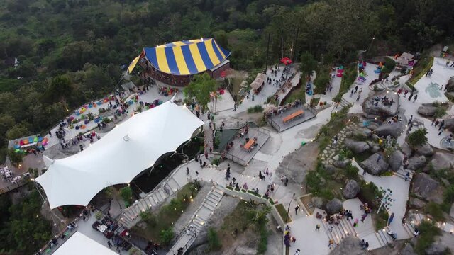 Crowd atmosphere at Obelix Hills, one of the favorite tourist destinations in Yogyakarta in 2021