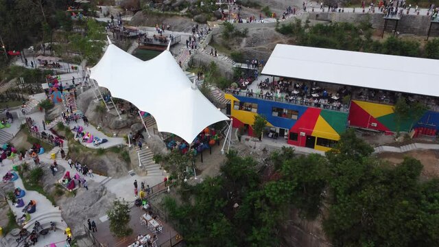 People are traveling at Obelix Hills, one of the favorite tourist destinations in Yogyakarta in 2021