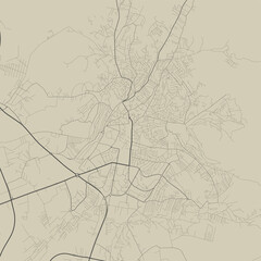 Pristina map. Detailed black map of Pristina city poster with streets. Cityscape vector.