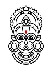 Minimalist Style Geometric Graphic using Basic Shapes, Conceptual Vector Line Art Illustration of companion of the Lord Rama, Hindu divine Monkey god Pavanputra Maruti; suitable for Hanuman Jayanti.