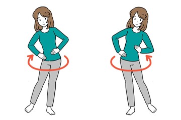 便秘体操をする女性のイラスト